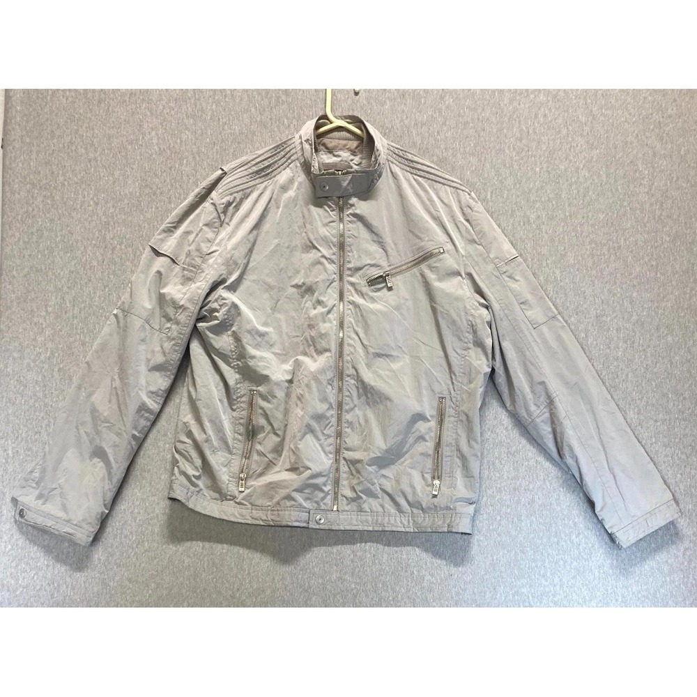 Calvin Klein Racer Jacket Mens Large Light Gray Full Zip Outdoor Motorcycle